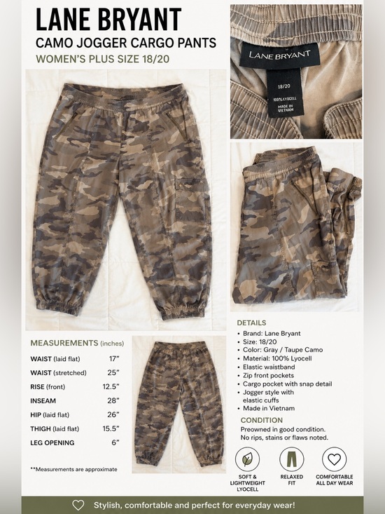 Lane Bryant Pants - Lane Bryant Camo Jogger Cargo Pants Plus Size 18/20